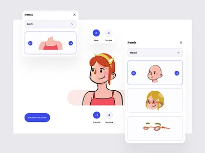 UI Dashboard for Avatar Builder admin app avatar builder clean concept dashboard design design tools drag drop graphic design illustration motion graphics packs ui ux website
