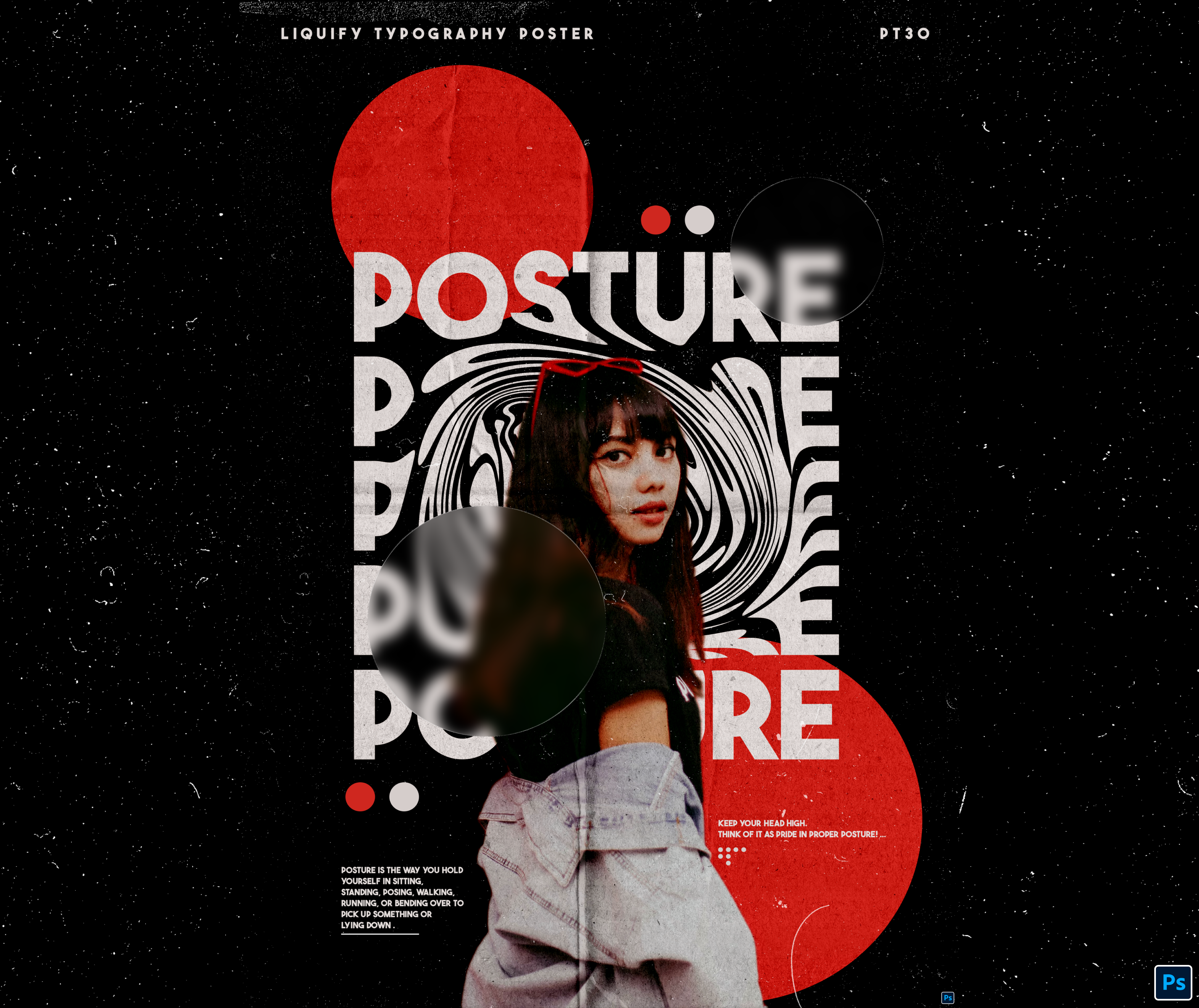 Liquify the Middle Poster abstract branding clean dark design fluid liquid liquify minimalist modern motion graphics pixelbuddha poster poster design posture text texture typography ui ux