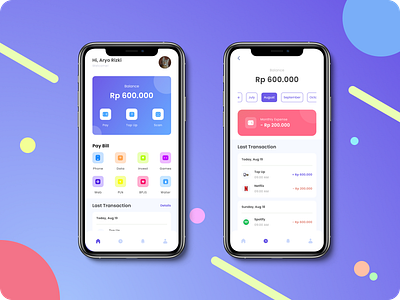 Qwallet - E Wallet App appdesign design digital finance dribbble dribbbleshots history homepage mobile mobileapp money ui ui design uiux user interface ux ux design wallet design