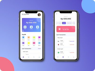 Qwallet - E Wallet App appdesign design digital finance dribbble dribbbleshots history homepage mobile mobileapp money ui ui design uiux user interface ux ux design wallet design