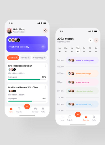 Task and Project Management Mobile App ui