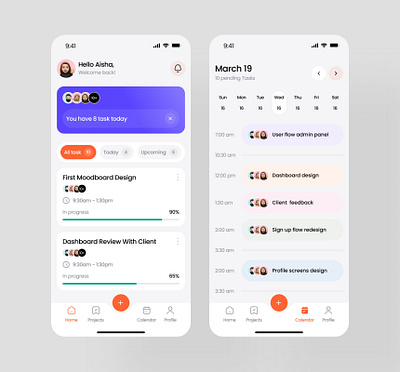 Task and Project Management Mobile App ui