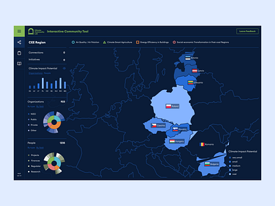 Climate Community Lab — CEE Region app climate community connections dashboard data design desktop infographics lab map product design side menu ui ux web