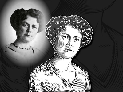 Female honorary portrait in the engraving vector style black and white engraving face female graphics hand drawing illustration ink line art linework photo portrait renovation retro stylization vector vintage woodcut