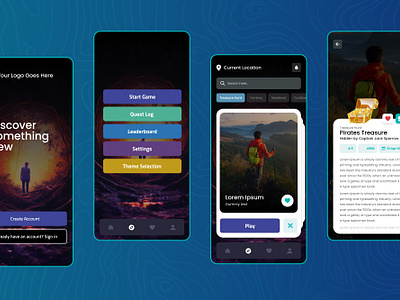 Treasure Hunt Mobile App Design branding landing page design mobile apps ui designs ux designs web page design website redesign