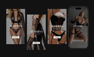 Almerna Lingerie app branding design web ui ux