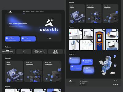 Asterbit Landing Page 3d adobe xd app branding dark dark ui design dribbble illustration landing design landing page design landing ui landing ux logo motion graphics ui ui ux web website