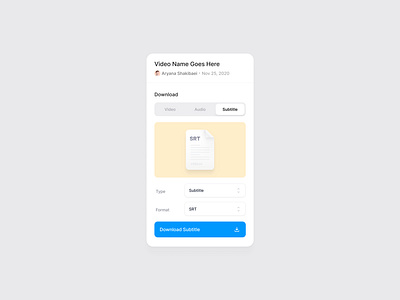 Download Subtitle ⬇️ app clean download download manager file ios manager photo product product design saas saas product subtitle subtitles tabs ui upload ux video web app