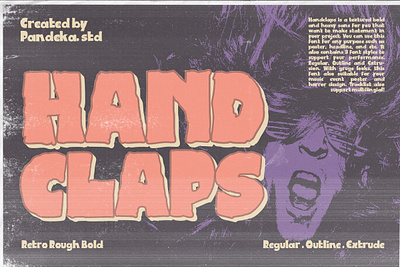 Handclaps - Retro Rough Font wide