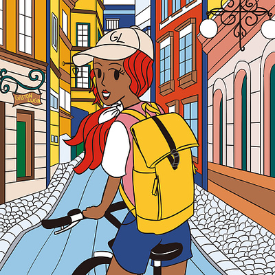 Stockholm Bike Tour Illustration artwork backpack backpacker bicycle bike character drawing graphic design illustration korean stockholm sweden tour travel trip