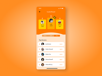 Leaderboard app creativeprocess creativeui dailyui dailyui019 dailyuichallenge design designinspiration designsystem designthinking digitaldesign leaderboarddesign mobileui ui uiux userexperience visualdesign