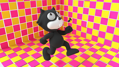 3d model of Felix the cat 3d animation 3d modeling