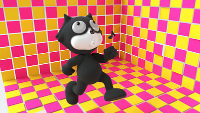 3d model of Felix the cat 3d animation 3d modeling graphic design