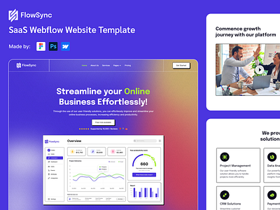 FlowSync Modern SaaS Webflow Template branding business consultancy crypto design finance modern template nft professioanl website saas saas design saas template software template ui web agency web designer webflow webflow template website