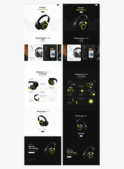 Oraimo Boom pop landing page 3d animation branding graphic design logo motion graphics ui