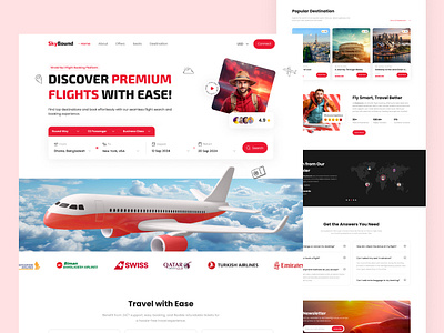 SkyBound - Flight Booking Website Landing Page air ticket air ticket booking website design flight booking landing page flight booking website landing page product product design travel agency website travel website ui ui design ui ux design ux ux design website