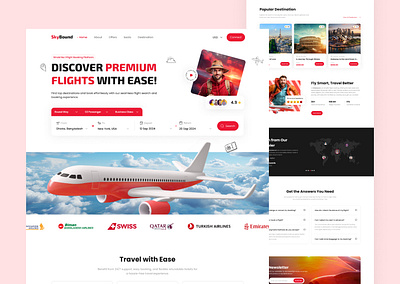 SkyBound - Flight Booking Website Landing Page air ticket air ticket booking website design flight booking landing page flight booking website landing page product product design travel agency website travel website ui ui design ui ux design ux ux design website