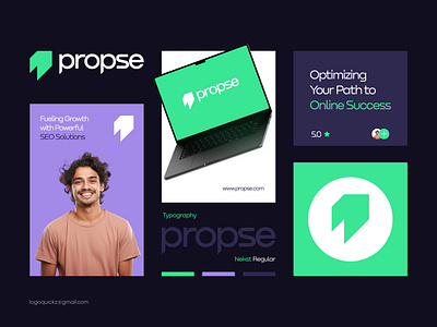 Propse Logo and Visual Identity Design agency boosting brand identity branding design graphic design grid growth guidelines icon logo logotype marketing modern logo monogram rocket seo speed startup visual identity