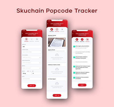 The app "Skuchain Popcode Tracker" designed by Ansysoft adobe illustrator adobe photoshop enterprise customers figma information mobile app organizations qr codes supply chain system