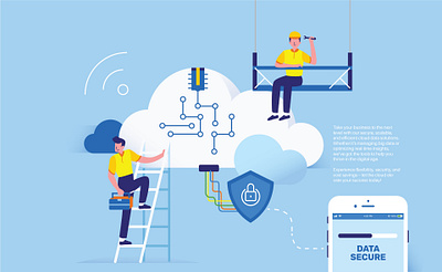 Cloud Data Service Landing Page concept design flat illustration interface landing page rezza alam ui vector