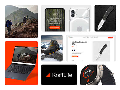 KraftLife - Équipements et Conseils brand branding design desktop ecommerce french hiking mobile modern orange ui ux website