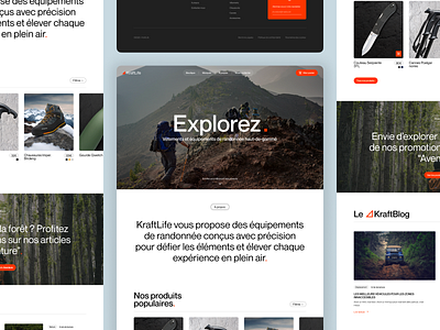 KraftLife - Website branding design desktop ecommerce french hiking orange ui ux website