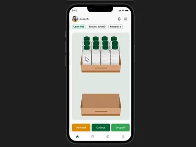 Prototype of a Bottle Collection App animation mobile app motion graphics prototype ui ui animation user experience waste management web3