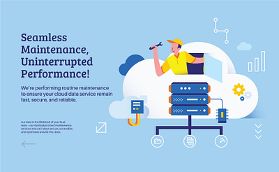 Maintenance Data Landing Page Illustration cloud concept data design enginer flat gradient graphic design illustration interface maintenance rezza alam server ui vector