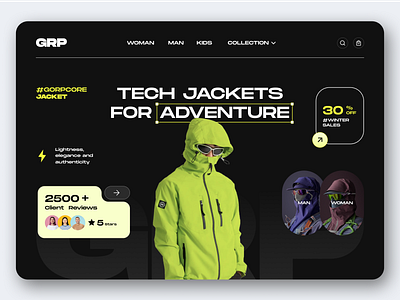 Gorpcore Shop Website - Tech Jackets for Adventure landing page ui design uiux design user interface user research web design website design