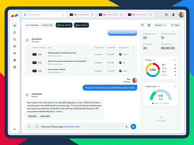 AI-Powered Incident Management - Dashboard ai dashboard design ai powered support branding customer support ui help desk dashboard incident response tool modern dashboard design smart ticketing system task prioritization tool tech support dashboard ticket management system ui ux design inspiration