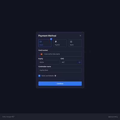 Daily Design 07 | Payment Method Card carddesign dailyui figma ui uidesign ux