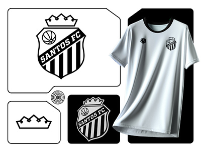 Santos FC Rebrand badge ball black black and white crest crown design football illustration logo logoinspo rebrand santos santos brasil santos fc soccer stripes white