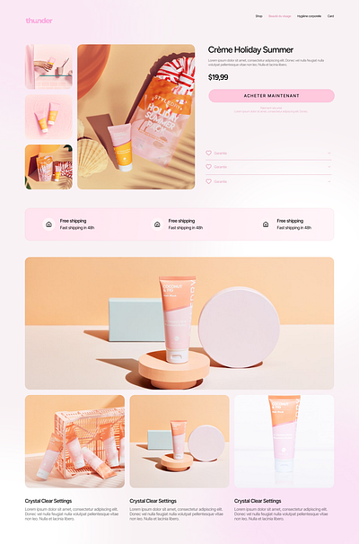 Thunder Cosmetics branding design web e commerce girl logo ui