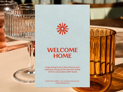 New Homeowner Welcome Gift | New Mexico Lending brand brand identity card celebratory champagne champagne gift gift gift card graphic design homeowner housewarming gift new homeowner new mexico print warm welcome welcome gift welcome home welcoming wine gift