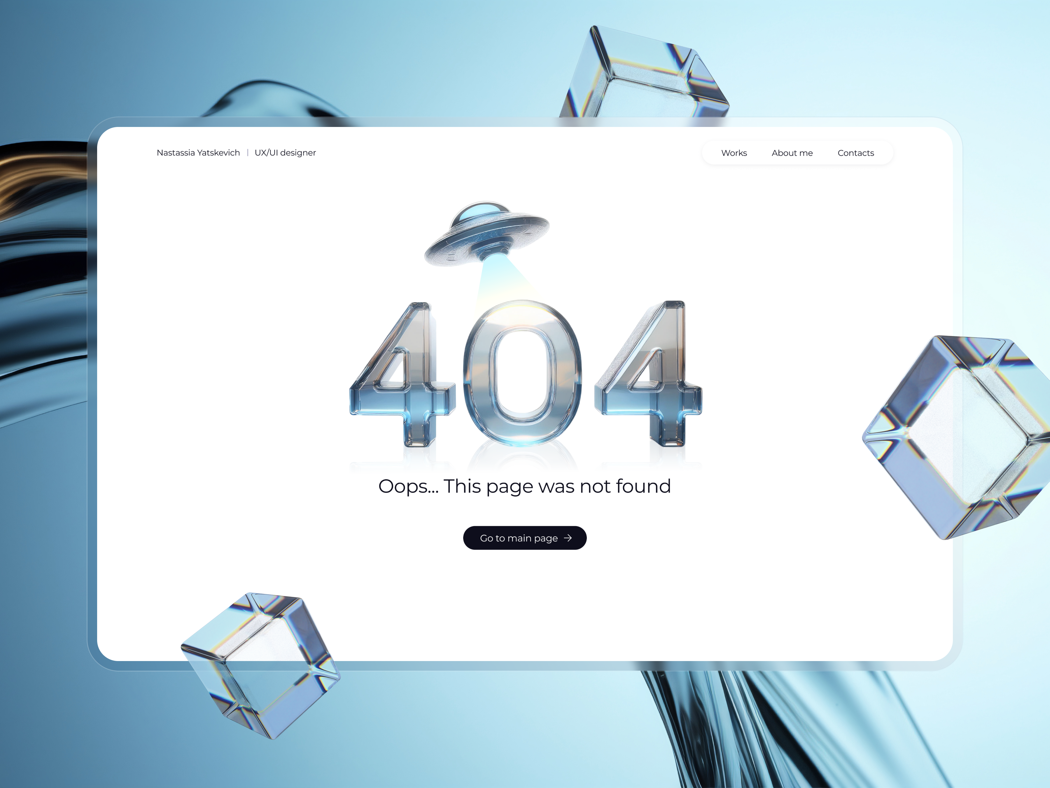 404 page for portfolio site 404 404 page ai design graphic design not found page not found ui ui design ux ux design uxui uxui design website