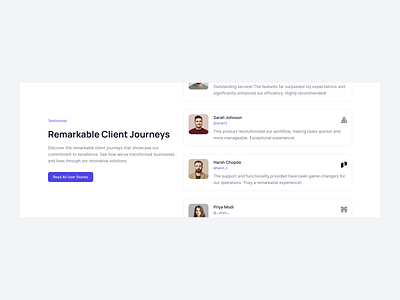 Vertical testimonial slider client feedback client testimonials customer reviews minimal design testimonial section ui design user feedback ux design