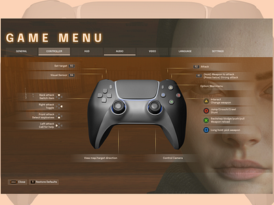 Game Controller Settings 3d game game design gaming ui user experience user interface ux