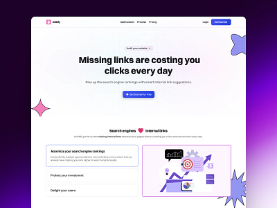 Inlinkify Website Redesign landing page link website saas saas website ui design website