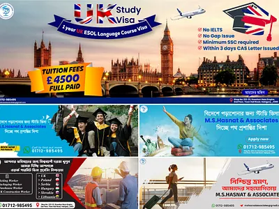 Explore the World: Study, Work, Travel & Visa Safety banners design social media banner design website banners