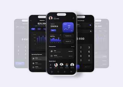 Easy Finance Managing - Mobile App UI app app design design finance financial dashboard app mobile mobile ui mobile ui design ui ui design uiux