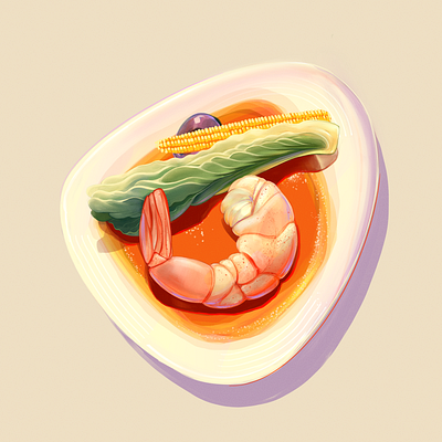 Shrimp 2d digital digital art drawing flat food food drawing illustration procreate shrimp