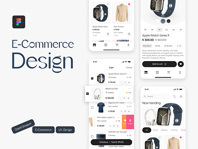 Quick Shopper blue card clothes cta e commerce fashion figma hig human interface guidelines ios items m commerce mcommerce mobile navy selling shop store watch