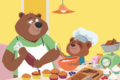 Baking Bears adobe illustrator animals bear character design childrens book illustraion kids illustration preschool vector