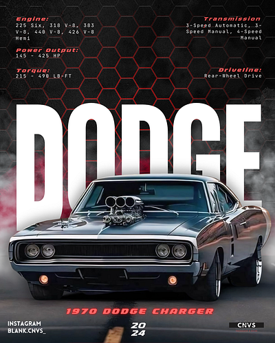 1970 Dodge Charger branding canva car design graphic design illustration poster