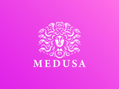 Medusa Logo advertising beauty finance girl face godness hair salon head logo marketing medusa medusa for sale multimedia investment mythological mythology nails real estate skincare snakes wellness woman