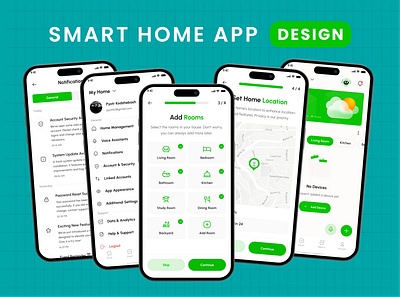 Smart Home UI Mobile App Design for Startup & UX Design 3d animation app app design app desing branding crypto portfolio design home smart design illustration logo mobile app design smart home smart home mobile ui user experience user interfaces