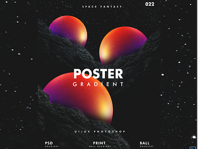 Aesthetic Gradient Space Poster aesthetic ball clean design effect exploration fantasy global gradient minimalist pixelbuddha poster poster design psd scifiart space text typography ui ux