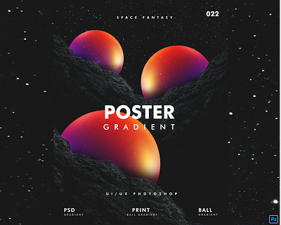 Aesthetic Gradient Space Poster aesthetic ball clean design effect exploration fantasy global gradient minimalist pixelbuddha poster poster design psd scifiart space text typography ui ux