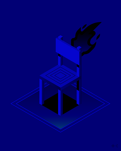 Hot Chair axonometry blue chair dark design digital editorial fire furniture government icon illustration indonesia isometric java service square ui vector