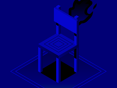 Hot Chair axonometry blue chair dark design digital editorial fire furniture government icon illustration indonesia isometric java service square ui vector